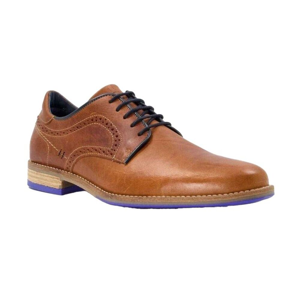 Dune London Mens Piped Leather Gibson Shoes / Tan
